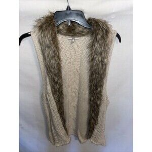 BKE Women’s Open Cardigan Size Small Beige Cable Knit Party Going Out